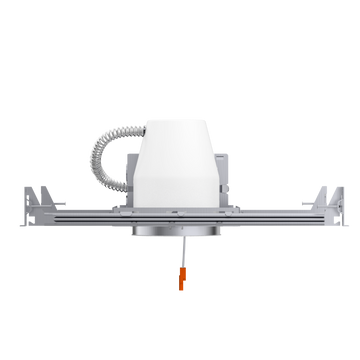 This 4-inch recessed can for new construction offers a slim profile, IC rating, TP24 connector, J-box, and adjustable hangars. The hangars work in both joist type ceilings and suspended ceilings. This recessed can accepts an 18W bulb maximum. It has an airtight design that meets ASTM standard E283-04 and keeps A/C and heating moisture from leaking through the housing. Safely use insulation near the IC rated can in an overhead joist space or ceiling crawl space.